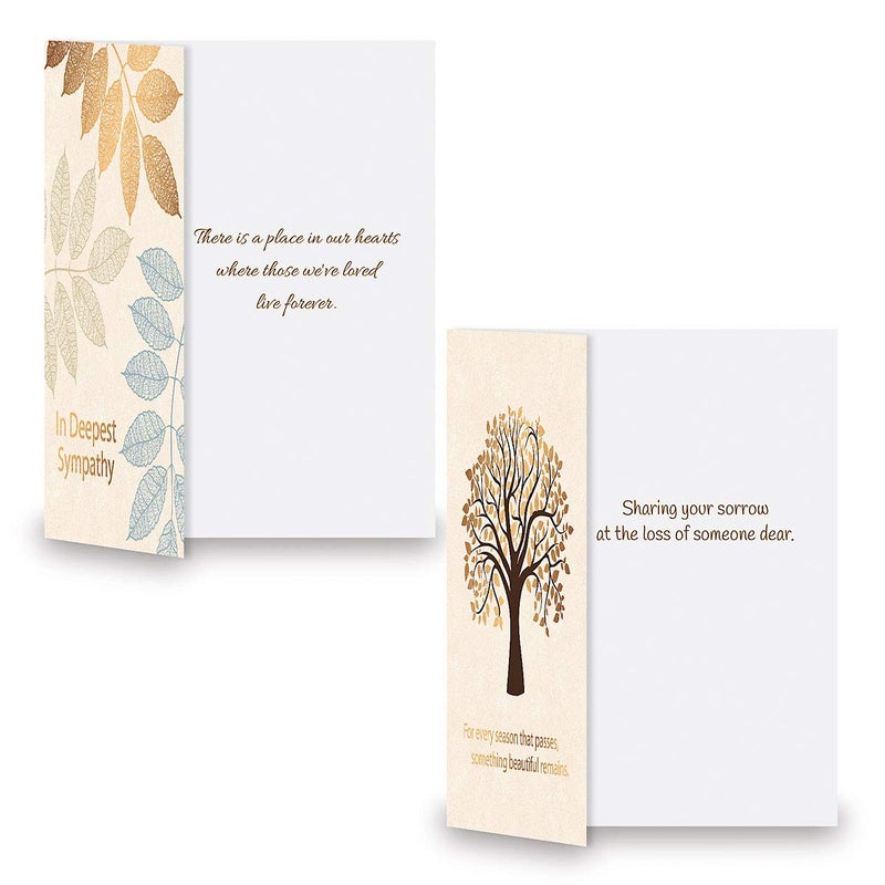 Current Foil Falling Leaves Sympathy Cards - Set of 8 (4 designs), Large 5" x 7", Sympathy Cards with Sentiments Inside, Includes White Envelopes - Image 2